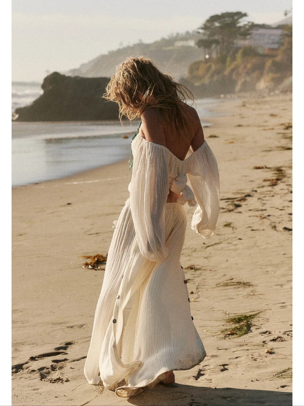 Jen's Pirate Booty Sea Gate Top In Natural - Off-Shoulder Cotton Gauze Top Ivory